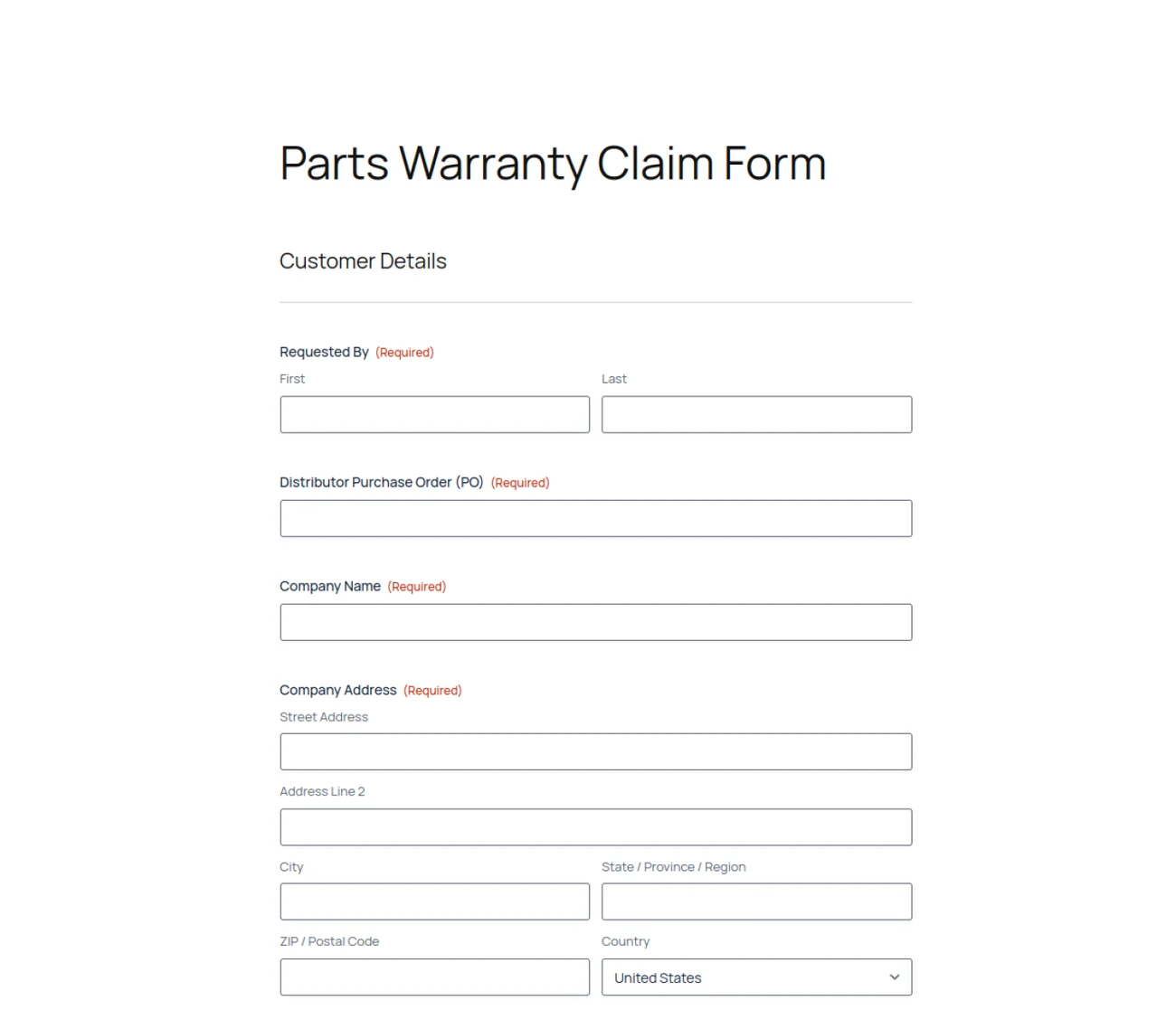 Onnera parts warranty claim platform